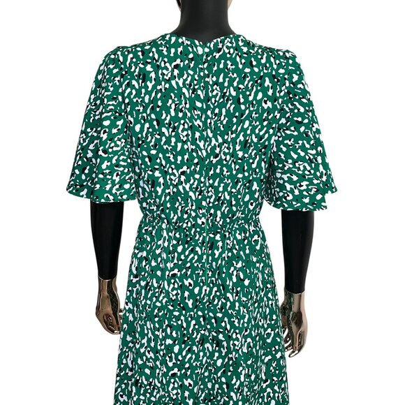 AX Paris Green Midi Dress Flutter Sleeve Abstract Print Size 6 - Picture 9 of 11